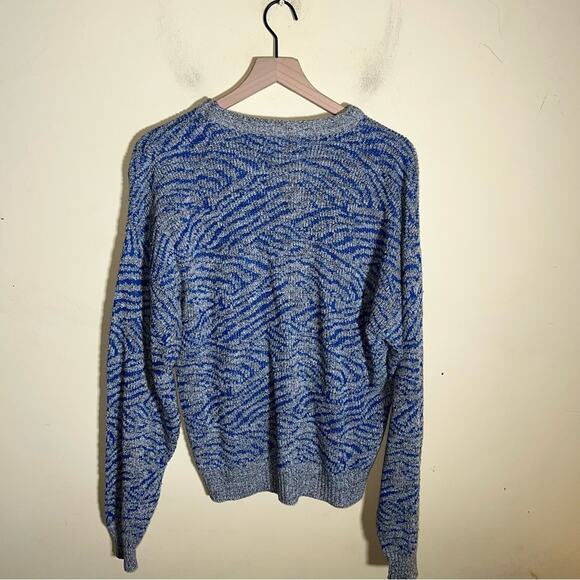 VNTG SWEATER GRAPHIX large knit 80s grandpa sweater M - Picture 4 of 4